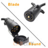Adapteur Remorque Round 7 Way to 7 Way Blade