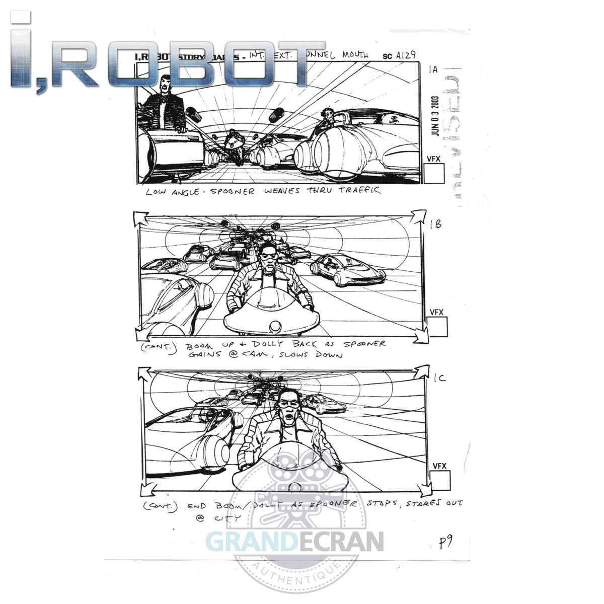 I ROBOT Will Smith Storyboard Scene A129 Original Movie Prop
