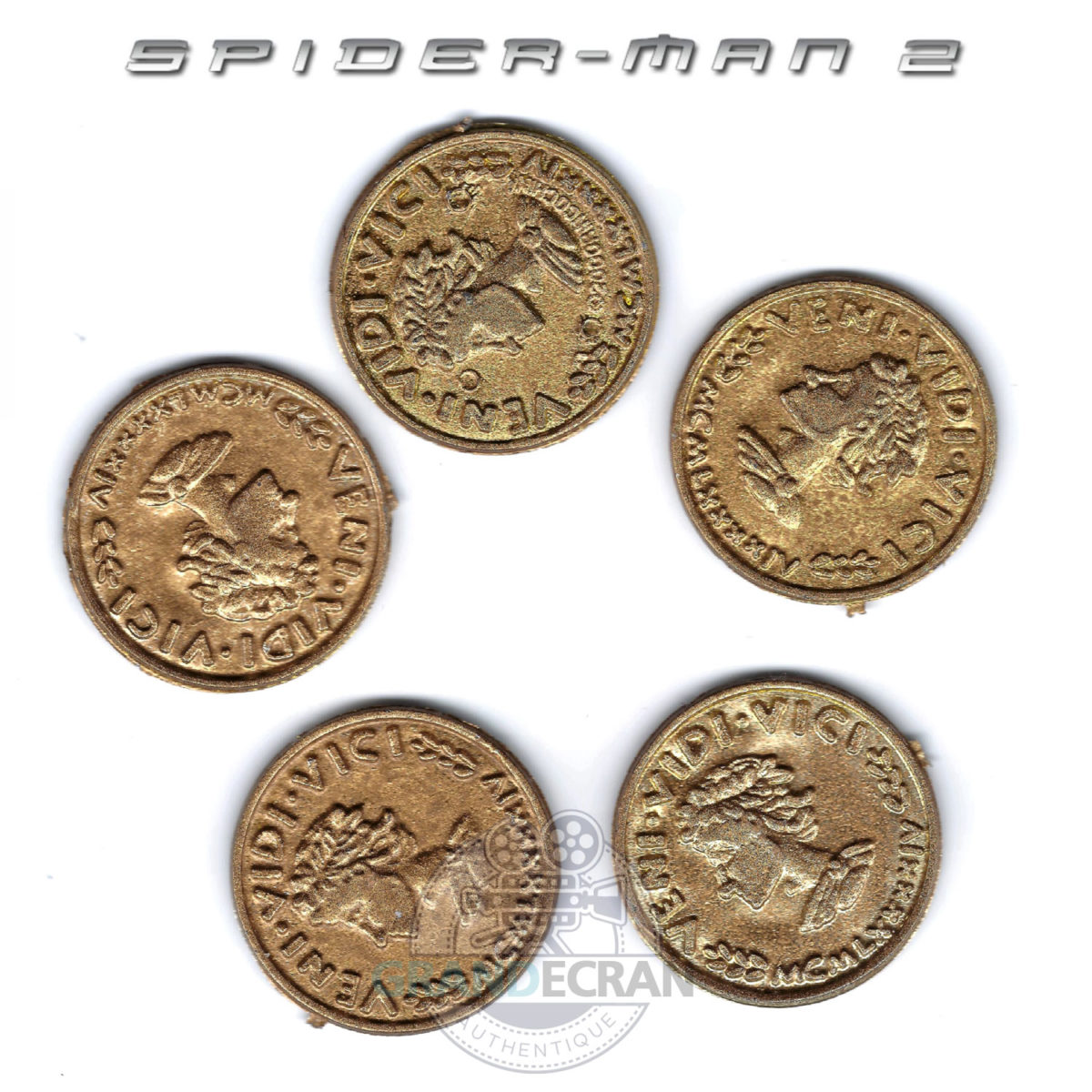 SPIDERMAN 2 Set of Five First National Bank Coins Original Movie Prop