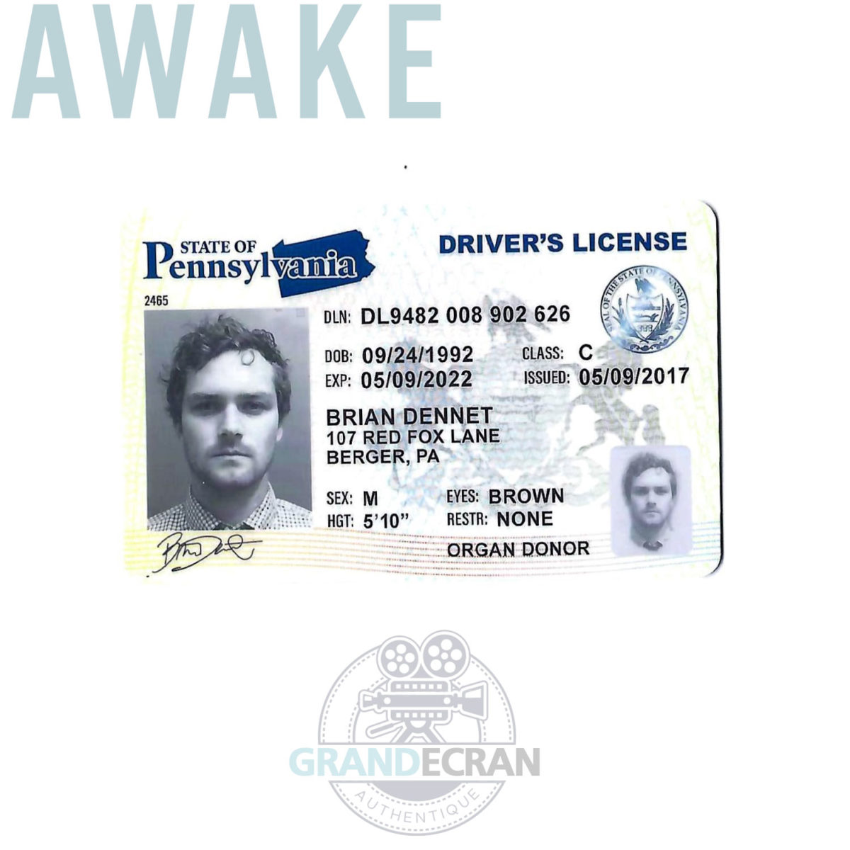 AWAKE Netflix Movie Brian's Drivers License ( Finn Jones ) Original Prop