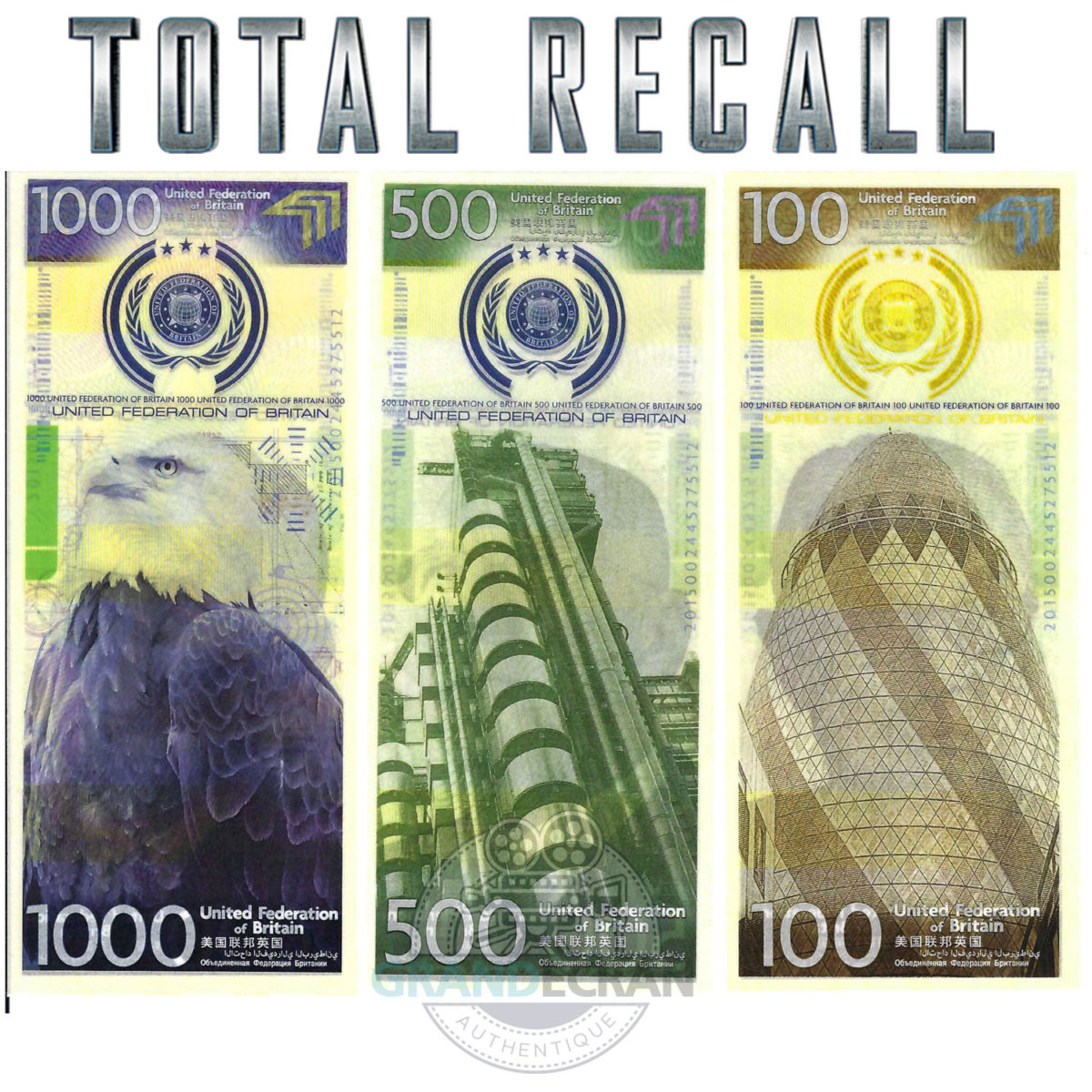 TOTAL RECALL Money Bills Set Original Movie Props