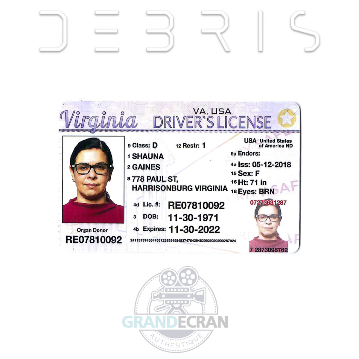 DEBRIS Shauna Driver License S01E13 Original TV Series Prop