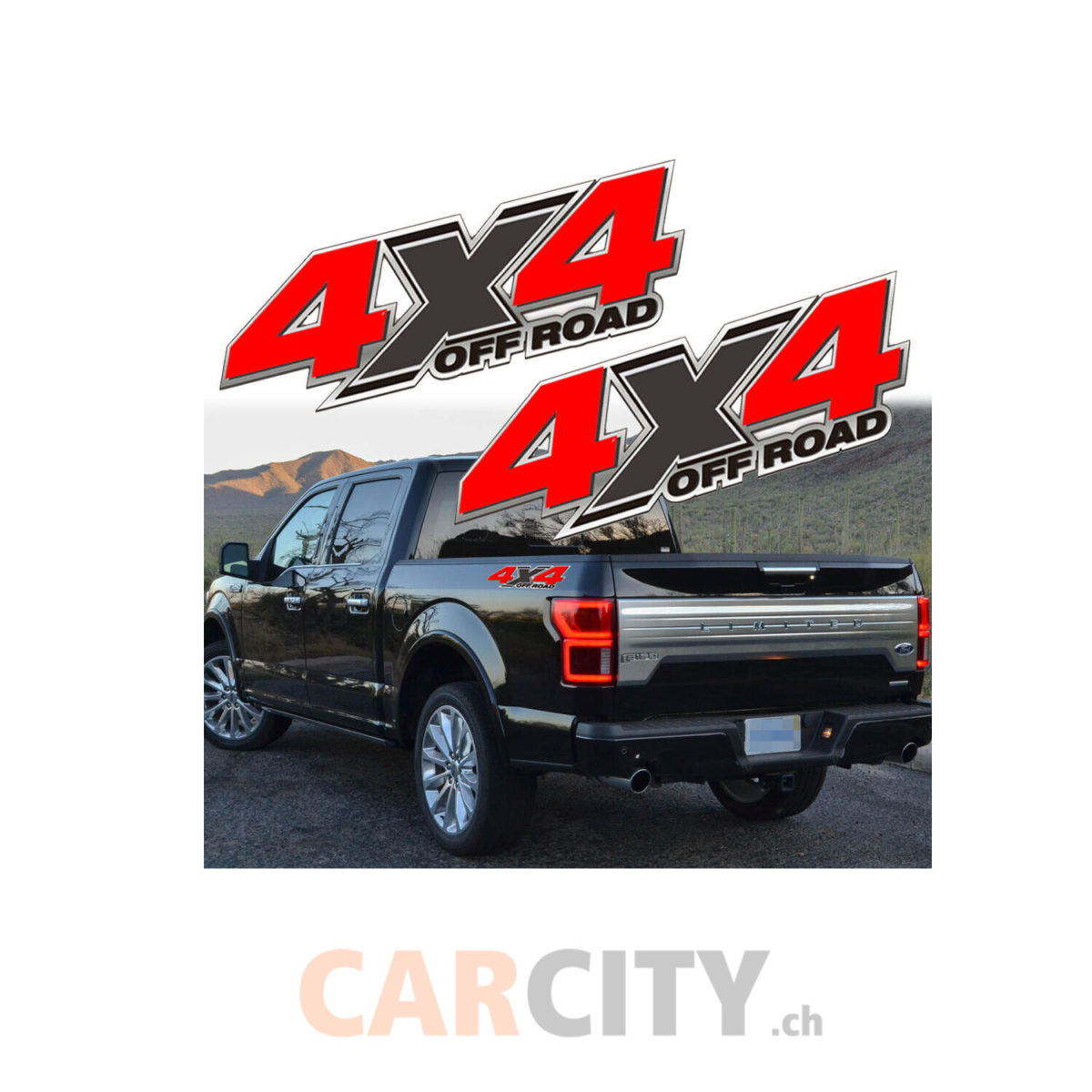 Ford F-150 2 pièces autocollants vinyle rouge 4x4