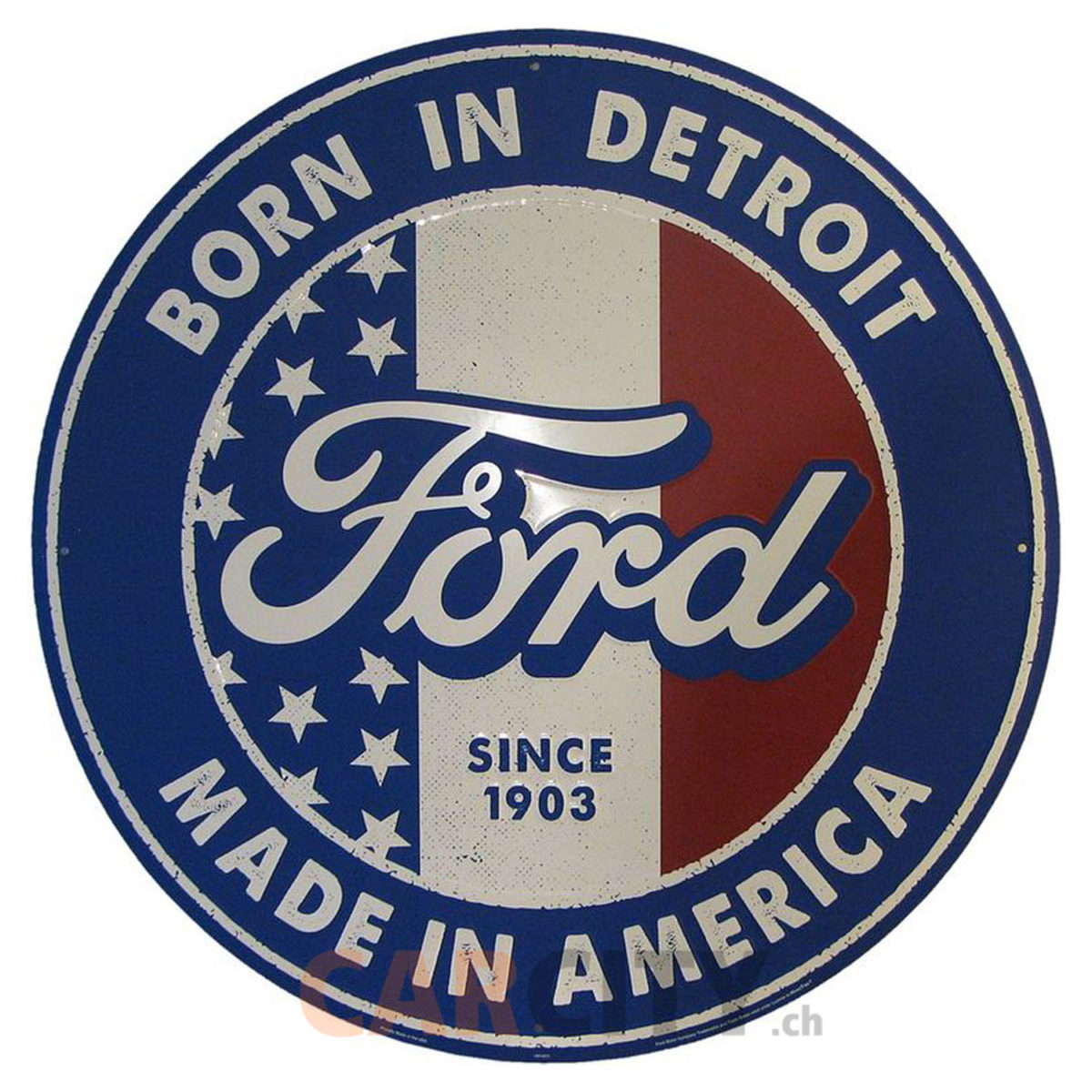 Enseigne Ford Born in Detroit 60cm