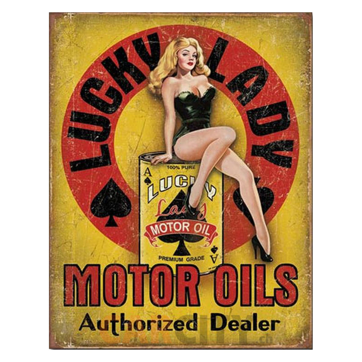 Enseigne Lucky Lady Motor Oils 41x32cm